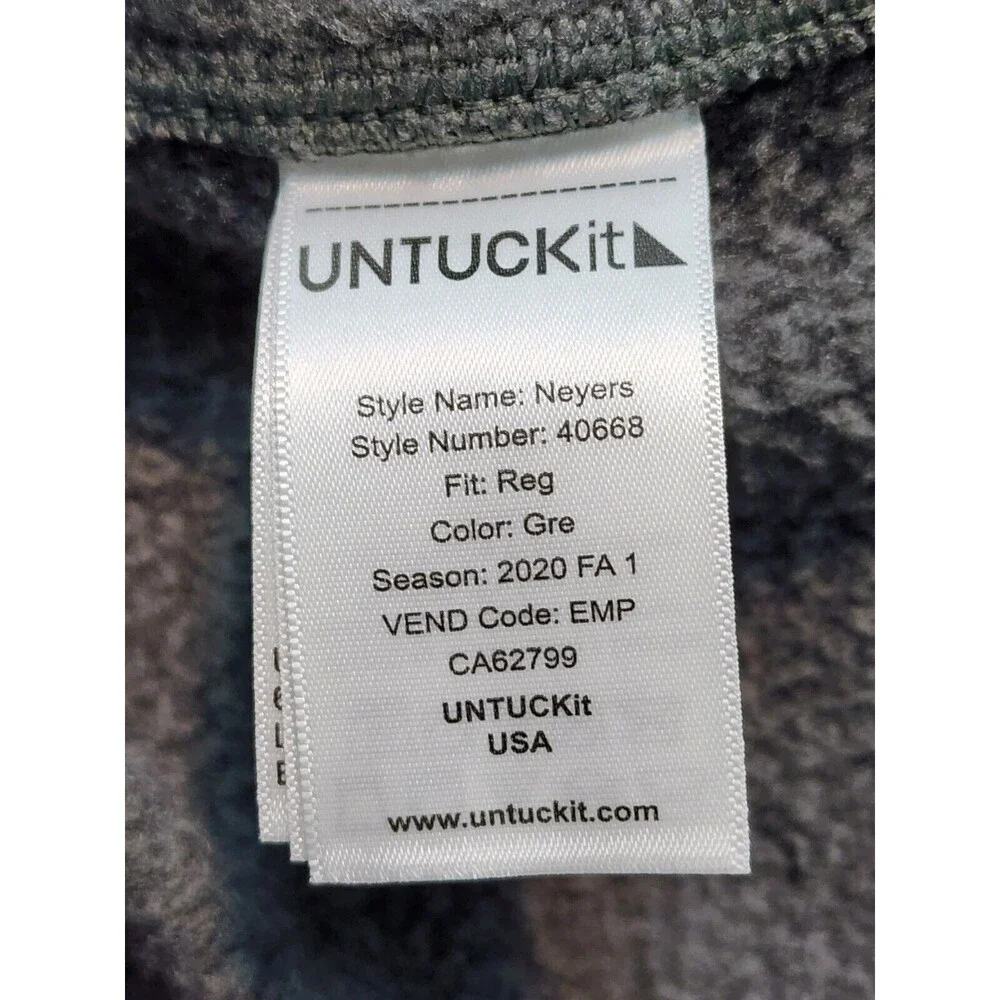 Untuckit Quarter Zip Pullover Green and Gray Men's Size 2XL